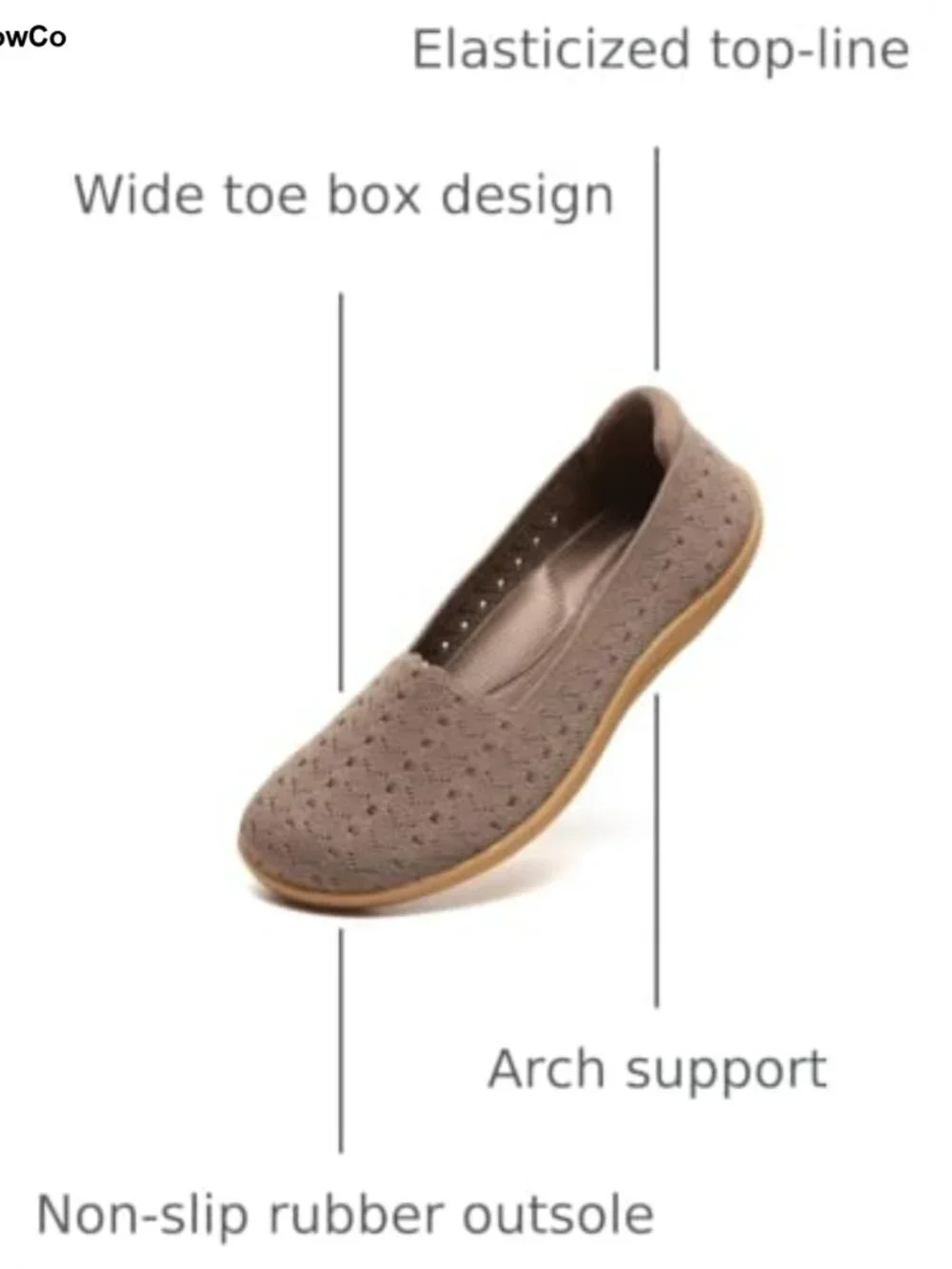 Wide Toe Box Ballet Flats Women's Knit Walking Shoes